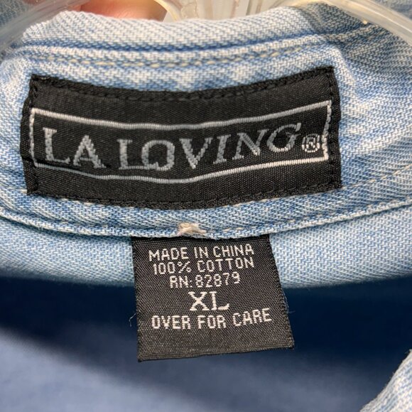 Vintage Miller Lite Embroidered Logo Button Down Long Sleeve Jean Shirt Men's XL - Picture 4 of 5